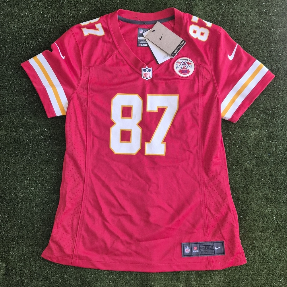 Nike Kansas City Chiefs Travis Kelce Jersey Womens Medium NFL 87 Red Swiftie NWT